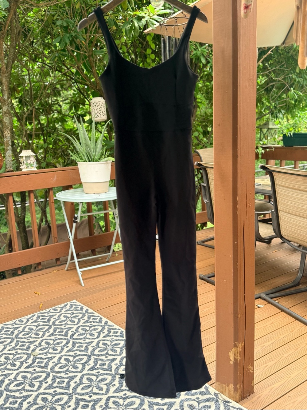 Scoop-Neck Black Stretch Jumpsuit - Picture 3 of 7